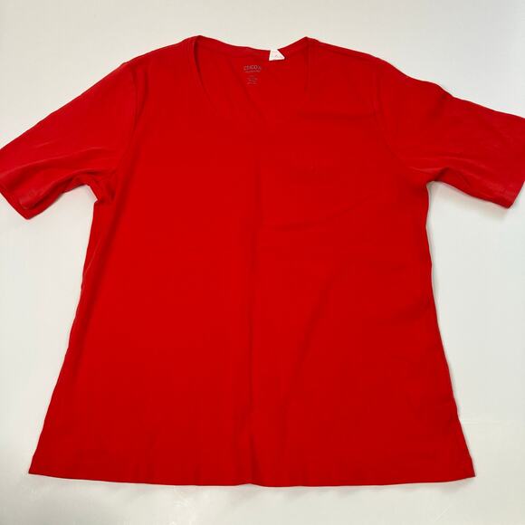 Chico's | Lot of 3 T-Shirts- Red, White, Blue Basic Cotton Spandex Womens Large - Picture 7 of 8